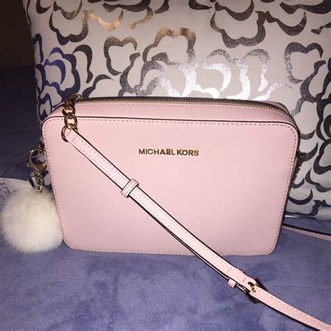 michael kors cross body baic l ight pink purse|michael kors blush pink handbag.